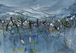 Water media painting, Reeds Along the Shore  by Christine Alfery