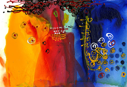 Water media painting, Soulful Jazz Singer  by Christine Alfery