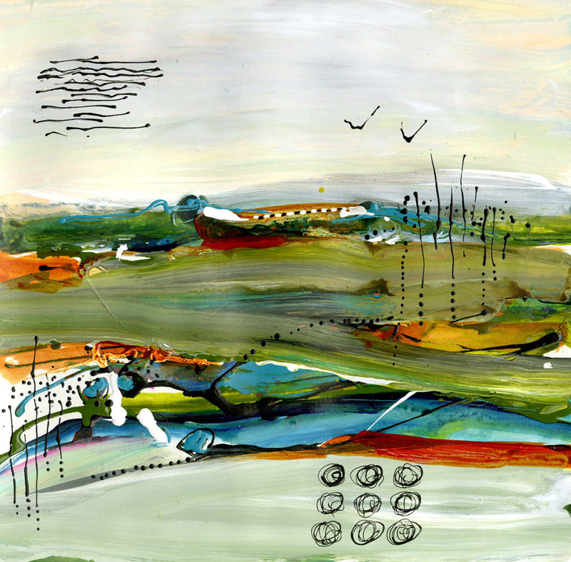Water media painting, Spirit of the Land II by Christine Alfery