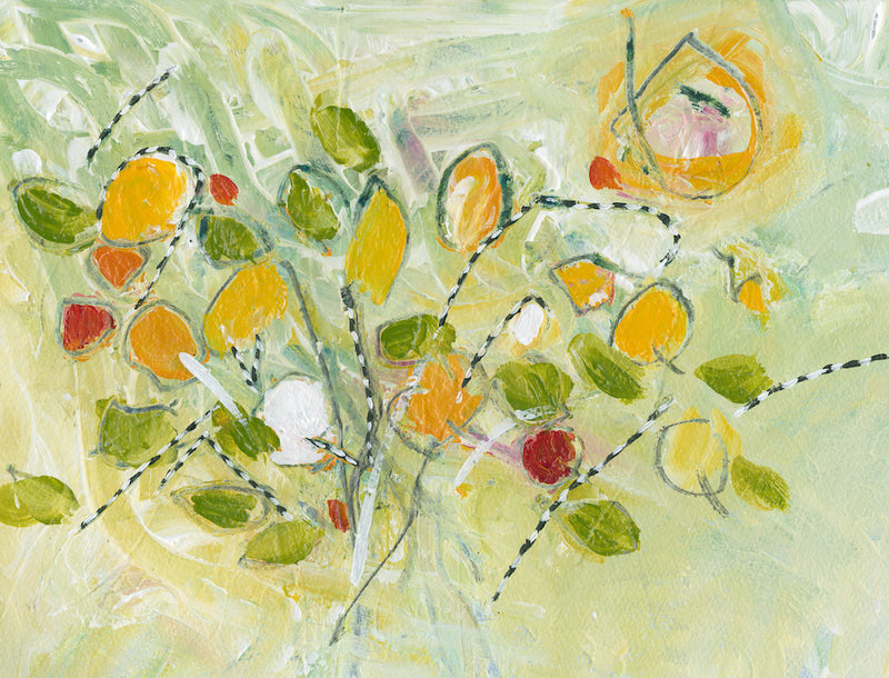 Water media painting, Springtime Blooms by Christine Alfery