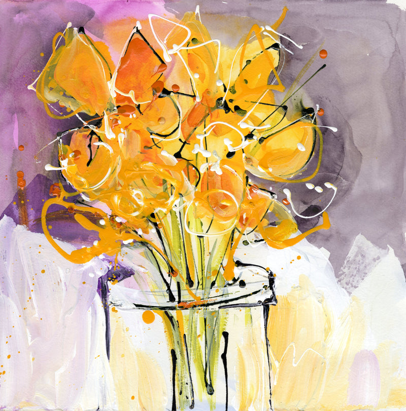 Water media painting, Springtime Daffodils by Christine Aflery