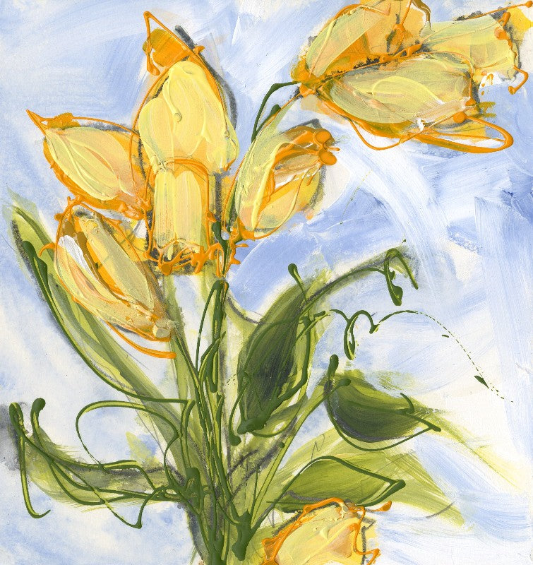 Water media painting, Springtime Daffodils by Christine Alfery