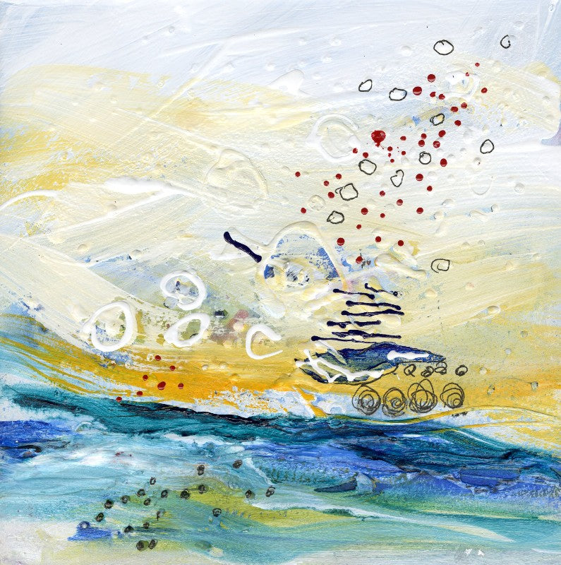 Water media painting, Starlings by Christine Alfery