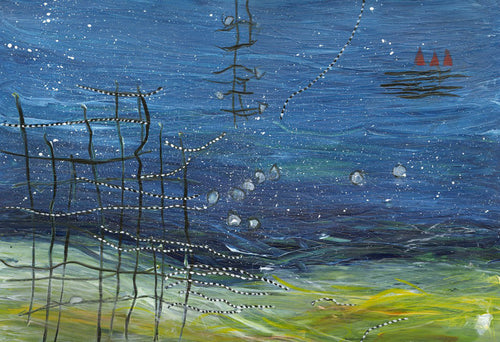 Water media painting, Stars in the Night by Christine Alfery