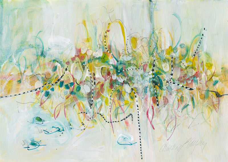 Water media painting, Summertime Garden II by Christine Alfery