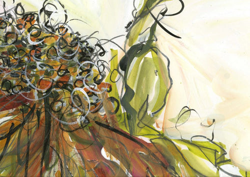 Water media painting, Sunflower VIII by Christine Alfery
