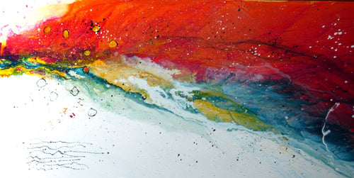 Watermedia painting, Sunrise In The Morning At The Lake by Christine Alfery