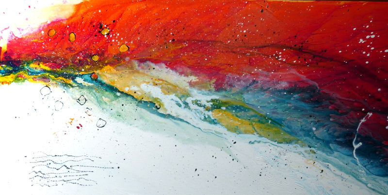 Watermedia painting, Sunrise In The Morning At The Lake by Christine Alfery