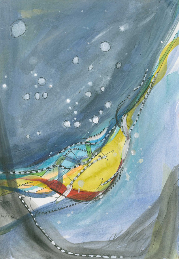 Water media painting, Swing  by Christine Alfery