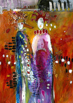 Water media painting, The Performers by Christine Alfery