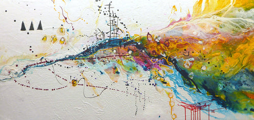 Water media painting, River Runs Through Us by Christine Alfery
