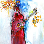 Water media painting, The Guitar Player by Christine Alfery