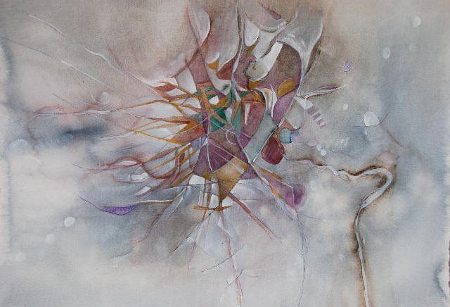 Water media on paper, Thistle by Christine Alfery