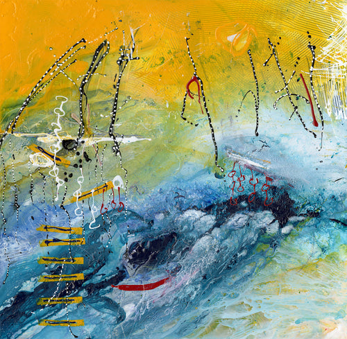 Watermedia painting, Travelers by Christine Alfery
