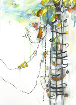 Water media painting, Tree House II by Christine Alfery