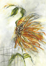 Water media painting, Waltzing Sunflower II by Christine Alfery