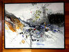 Water media painting framed, How Do I Get There by Christine Alfery