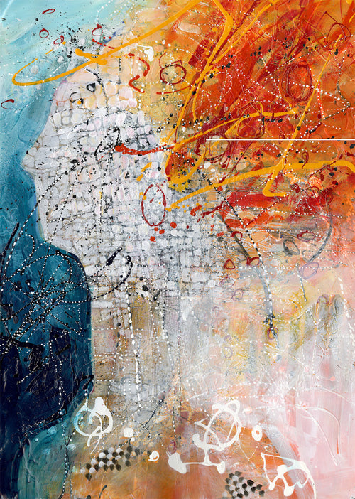 Watermedia painting, Your Mind Sings -Listen by Christine Alfery
