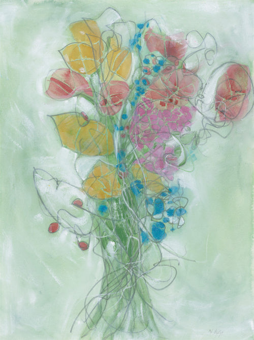 Water media painting, Bouquet by Christine Alfery