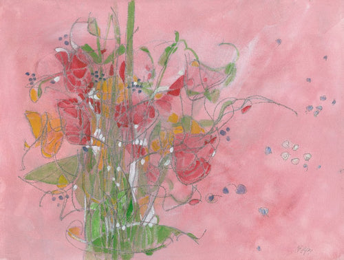 Water media painting, Bouquet of Flowers by Christine Alfery