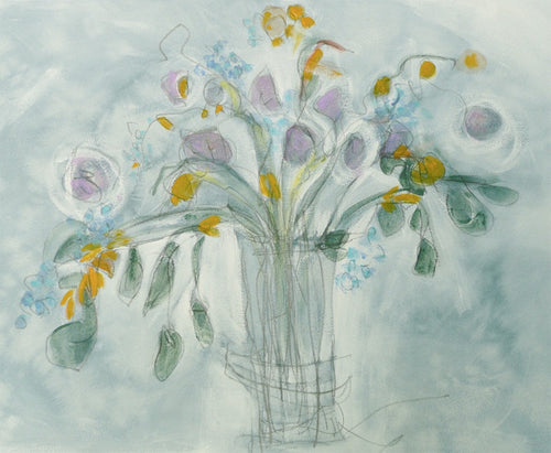 Water media painting, Christine's Garden Flowers by Christine Alfery