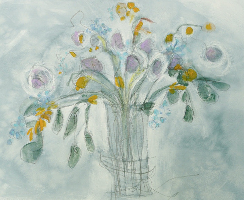 Water media painting, Christine's Garden Flowers by Christine Alfery