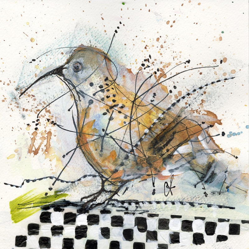 Water media painting, Curve Billed Thrasher