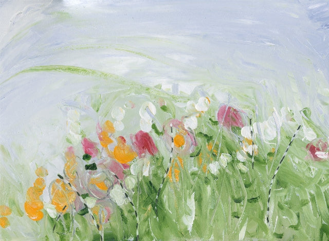 Water media painting, Field of Flowers by Christine Alfery