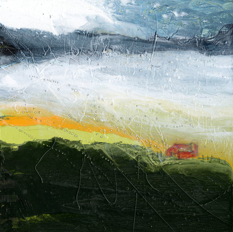 Watermedia painting, Fields of Green