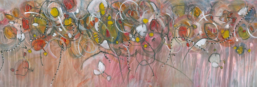 Water media painting, Finches Caught in the Drift  by Christine Alfery