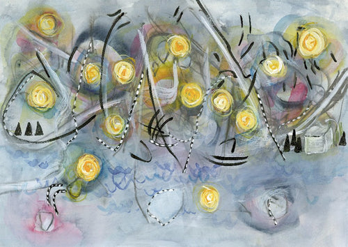 Water media painting, Watching Fireflies by Christine Alfery