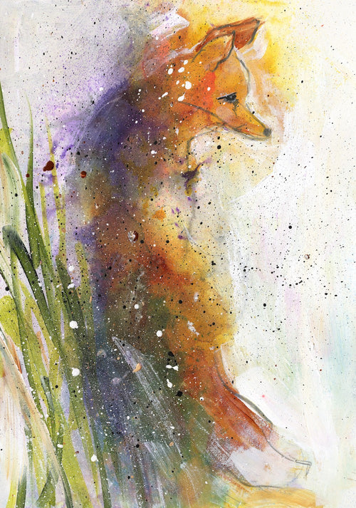 Water media painting, Fox II by Christine Alfery