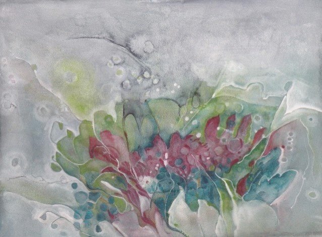 Water media painting, Hen and Chicks by Christine Alfery