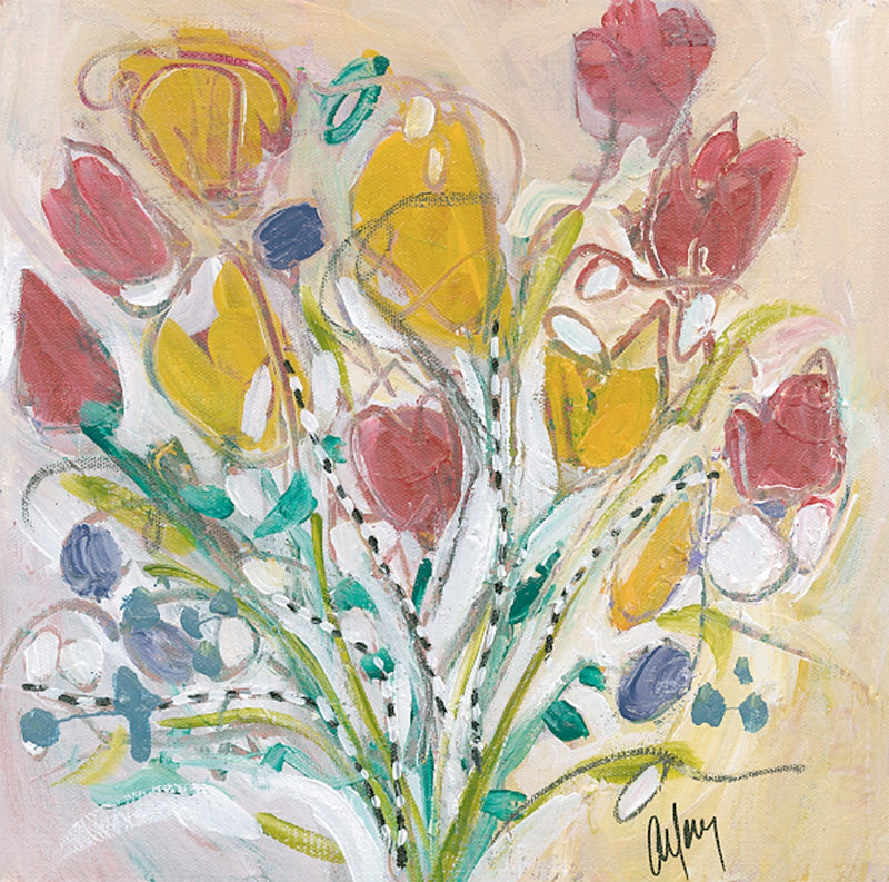Water media painting, Her Bouquet by Christine Alfery