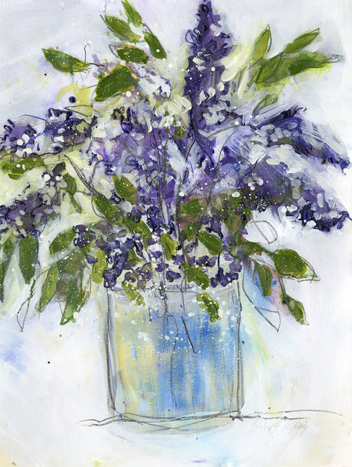Water media painting, Lilacs by Christine Alfery