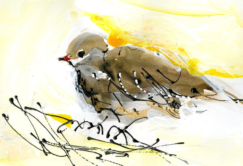 Water media painting,  Little Brown Bird by Christine Alfery