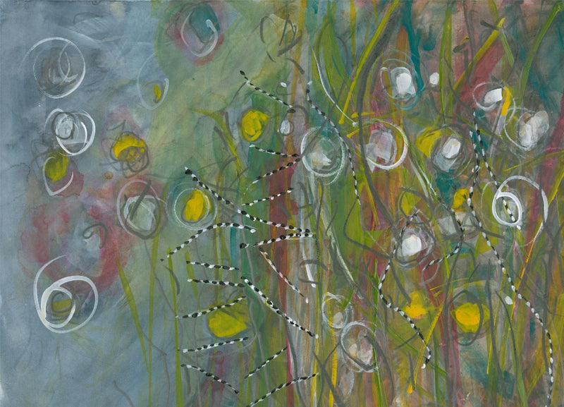 Water media painting, Minnows Along the Shore  by Christine Alfery
