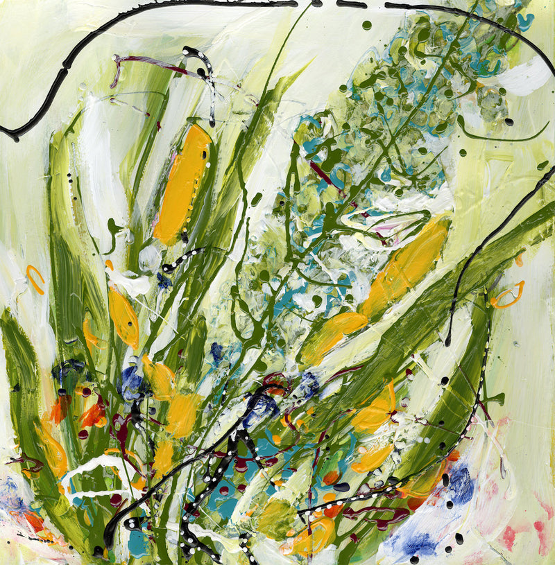 Watermedia painting, New Beginnings - Orchid Shoots by Christine Alfery