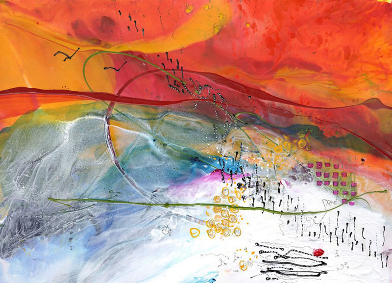 Water media painting, On The Horizon  by Christine Alfery