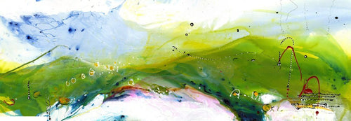 Water media painting, Once There Were Green Fields Kissed By The Sun  by Christine Alfery