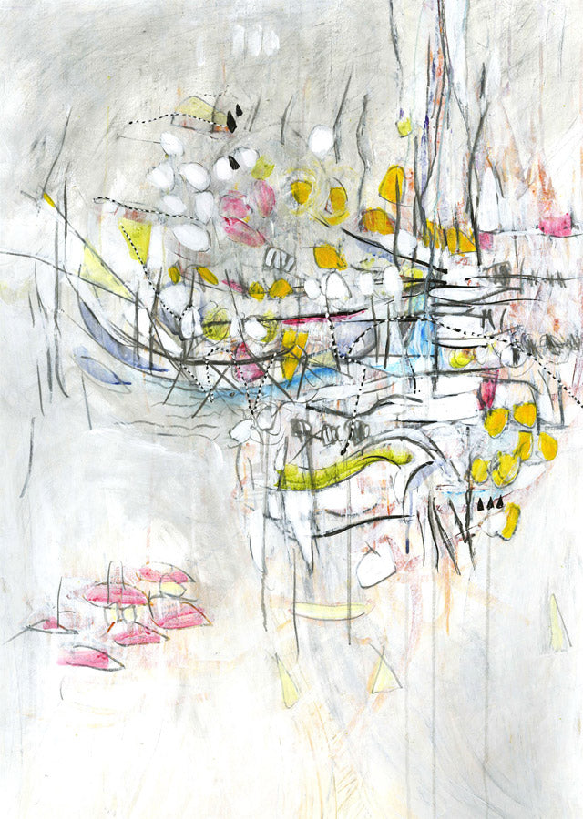 Water media painting, Pink Diamonds  by Christine Alfery