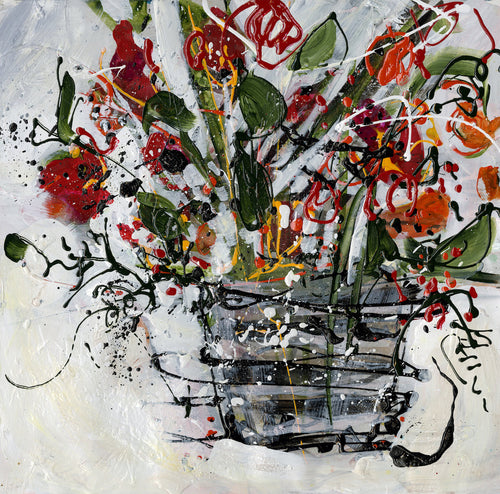 Watermedia painting, Poppies and Roses by Christine Alfery