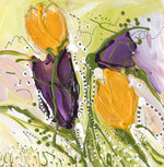 Water media painting, Purple and Yellow Tulips  by Christine Alfery