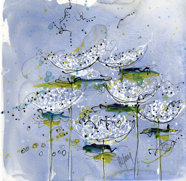 Water media painting, Queen Anne's Lace III  by Christine Alfery