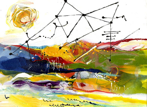 Water media painting, Satellites In the Sky by Christine Alfery