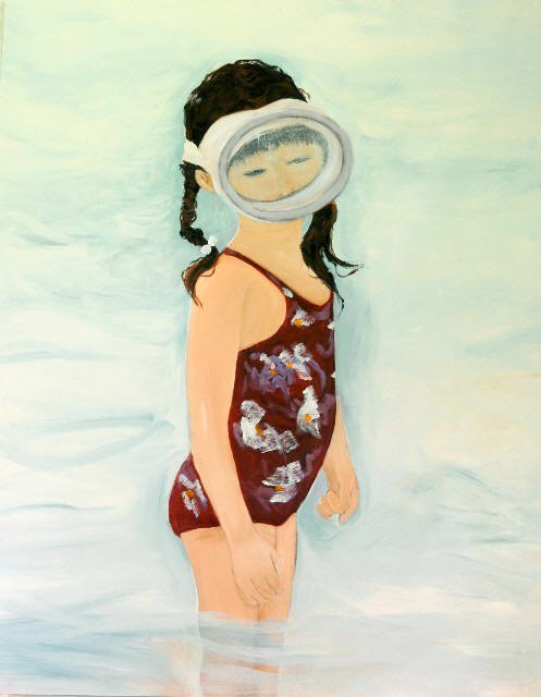 Water media painting, Snorkeling by Christine Alfery