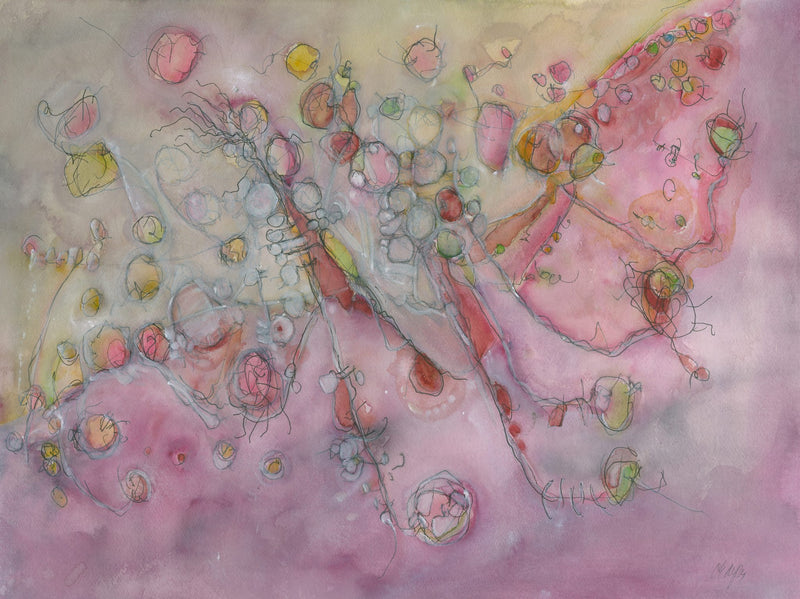 Water media painting, Spring Sprouts by Christine Alfery