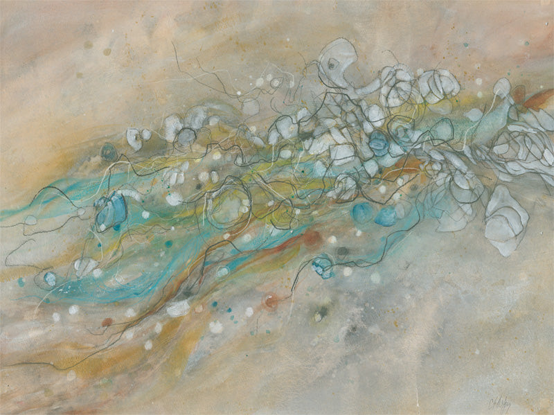 Water media painting, Journey of the Spider Gnat by Christine Alfery