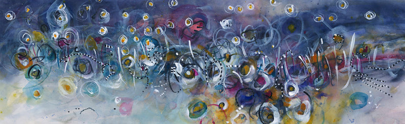 Water media painting, The Magic of Fireflies  by Christine Alfery