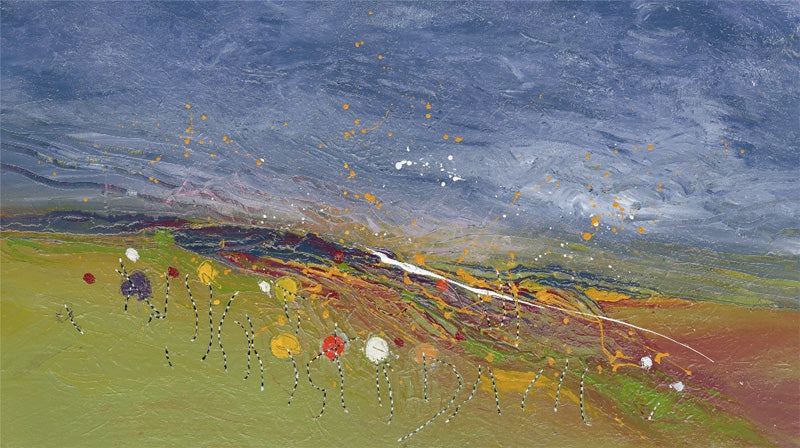 Water media painting, The Night Sky Engulfs Her by Christine Alfery
